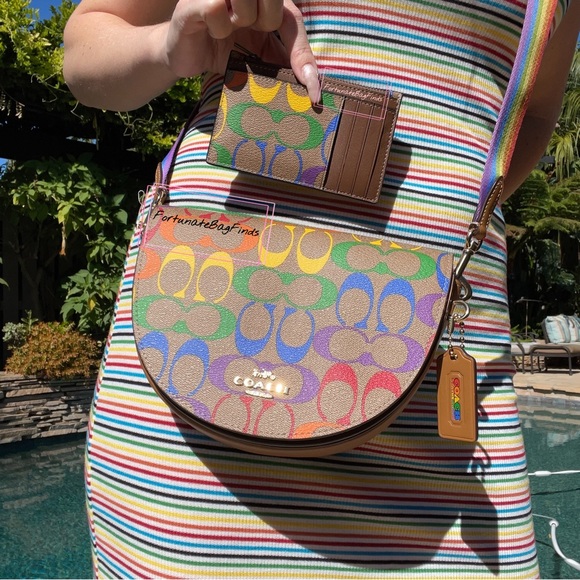 Coach Handbags - Coach Rainbow Pride Ellen Crossbody C4098 Zip Card Case C9862 2 Piece Bundle Set